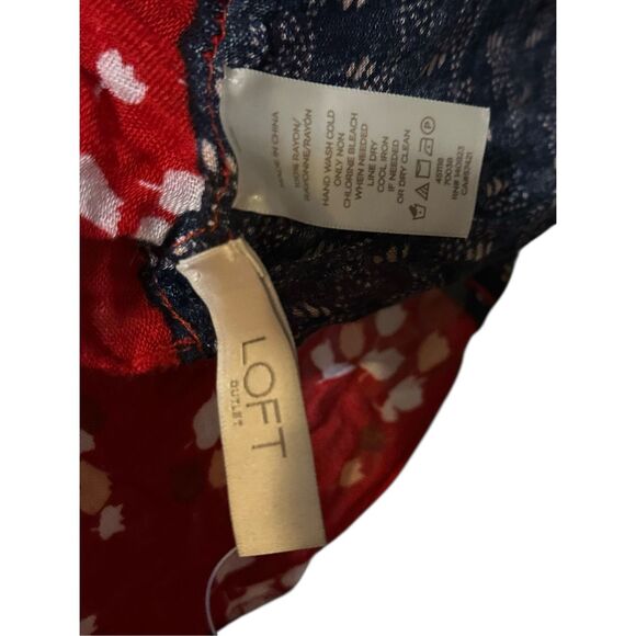 NEW WITH TAGS Loft Red Blue cream Infinity Scarf Lightweight - Picture 3 of 4